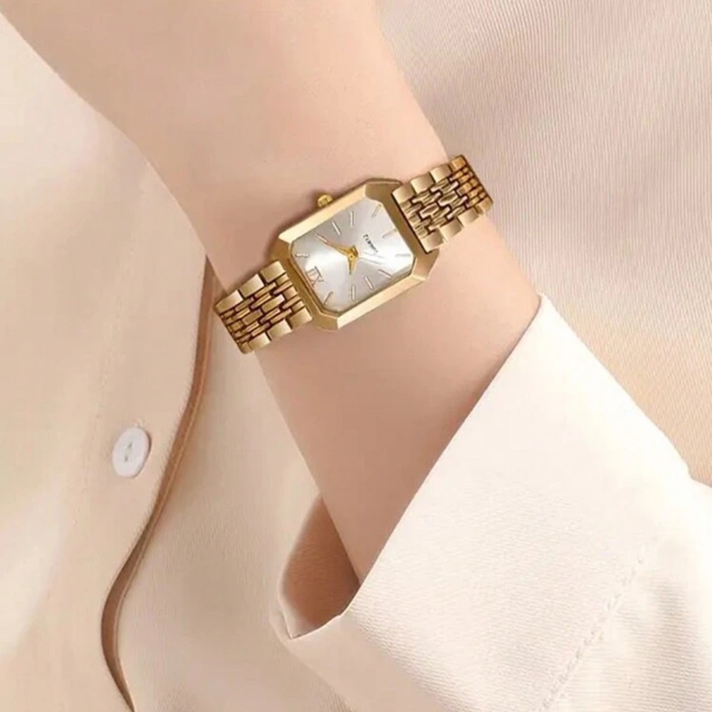 Square Dial Dainty Gold Watch